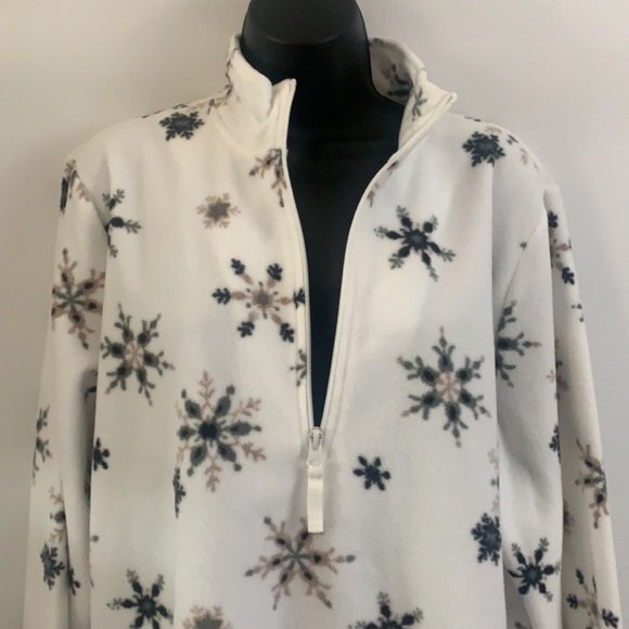 LAURA SCOTT FLEECE 3/4 ZIP PULLOVER SNOWFLAKE JACKET SIZE XLARGE - Picture 4 of 8